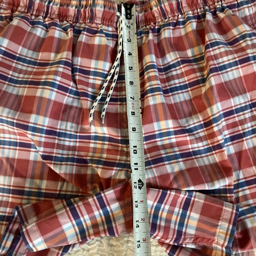 Brooks Brothers Plaid Swim Shorts‎ Trunks XL Red White Blue Mens Drawstring